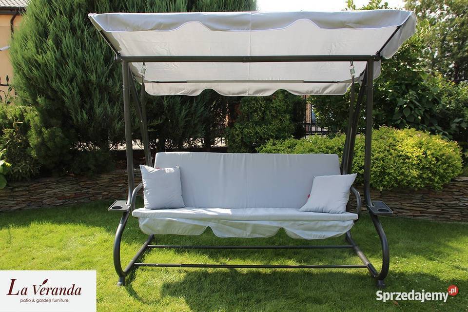 HUŚTAWKA ogrodowa Z MOSKITIERĄ rozkładana szara Cieśle