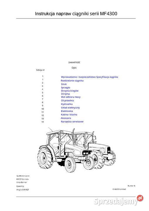 Instrukcja napraw MF Massey Ferguson 4300 j Szamotuły