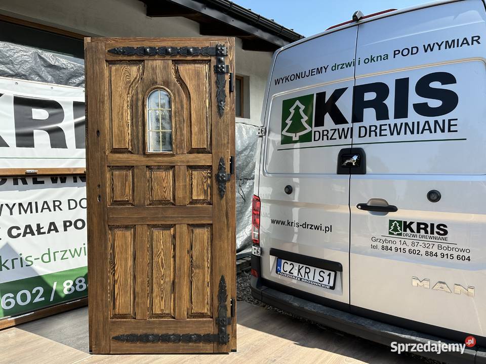Drzwi drewniane RĘKI szczotkowane postarzane kujawsko-pomorskie Grzybno