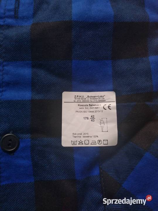 Koszula flanelowa w kratę niebiesko czarna Przemków