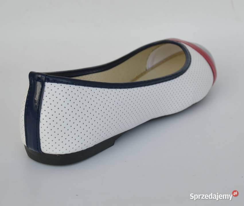 Białe baleriny z granatowym czubkiem rozmiar 39 Obuwie Żyrardów