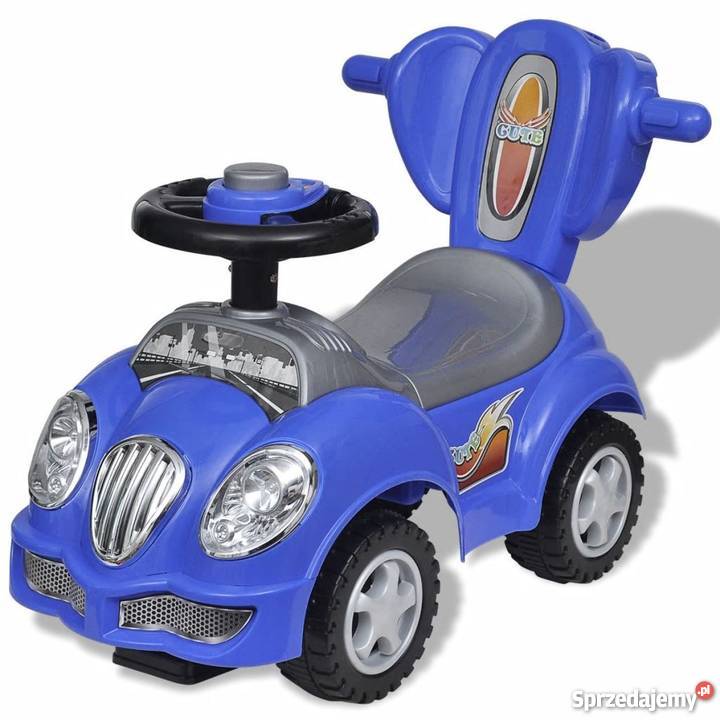 Niebieski samochód jeździk z drążkiem do pchania 10073