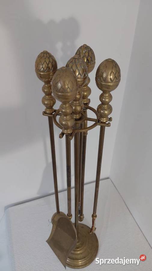 Ekskluzywny mosiężny zestaw kominkowy w stylu Krzykawa sprzedam