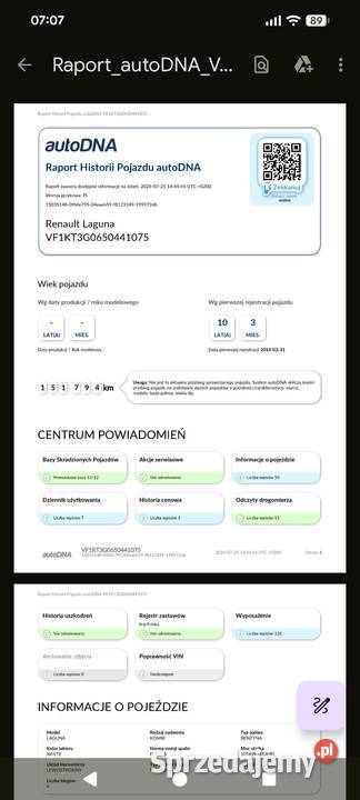 Renault Laguna 3 ph3 benzyna kombi nieuszkodzony