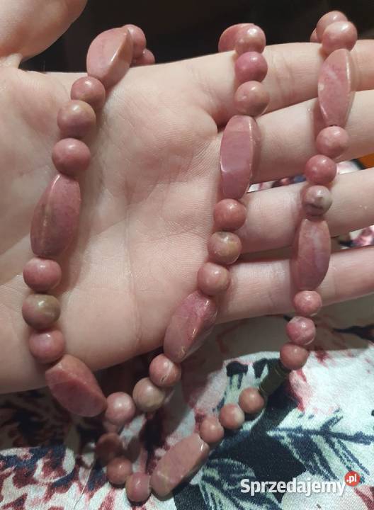 Długi Naszyjnik Kamień Kamienie Naturalne Różowy opolskie