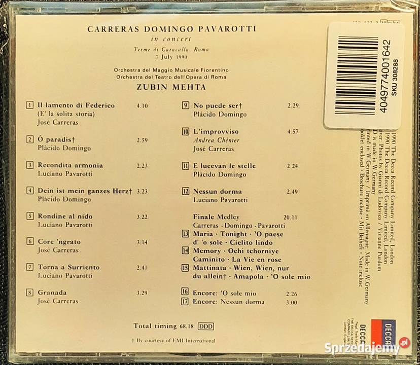 CD Wspaniały Koncert Carreras Domingo Pavarotti klasyczna Katowice