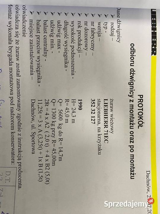 Sprzedam wynajmę liebherr 71 CE Lublin