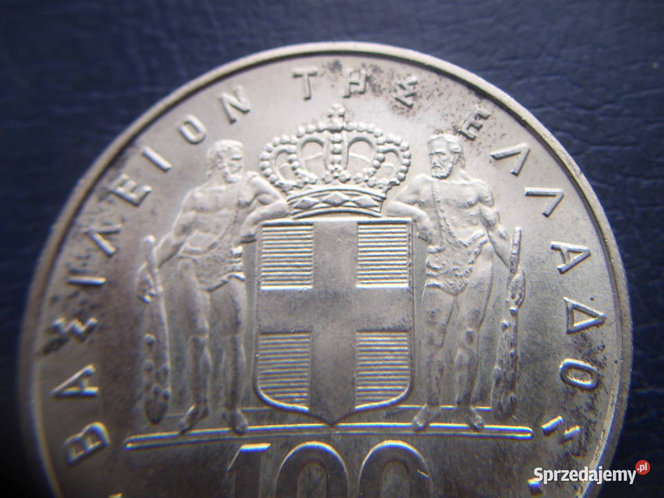 Stare monety 100 drachm 1970 Grecja srebro 2 Lesko