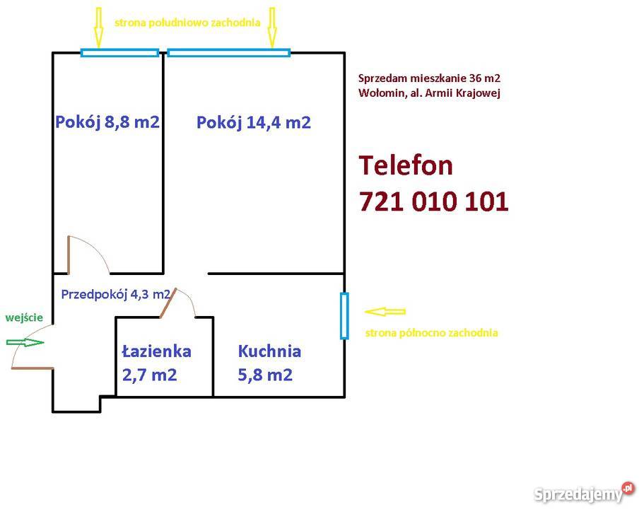 Sprzedam mieszkanie Wołomin 36 m2 dwa pokoje mazowieckie Wołomin sprzedam