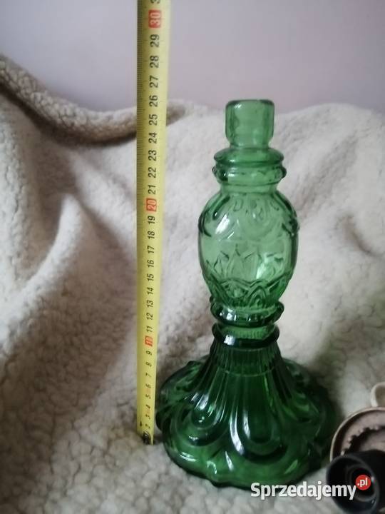 oryginalna lampa naftowa z zielonego szkła Oświetlenie Legnica sprzedam