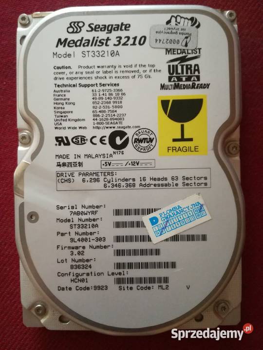 Dysk Segate Medalist 3210 model ST33210A Seagate Dyski Świebodzin
