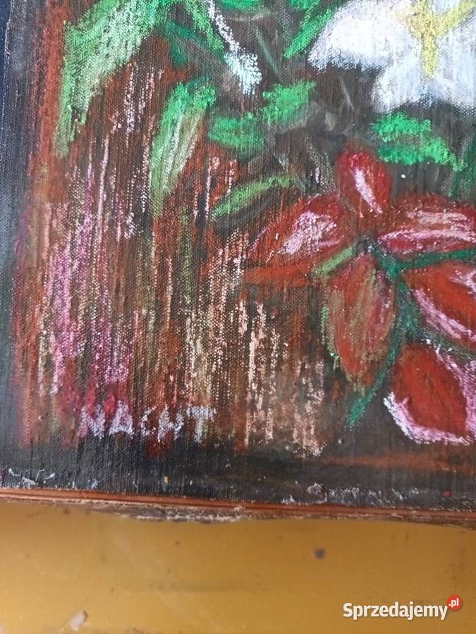 Stary obraz olejny martwa natura syg