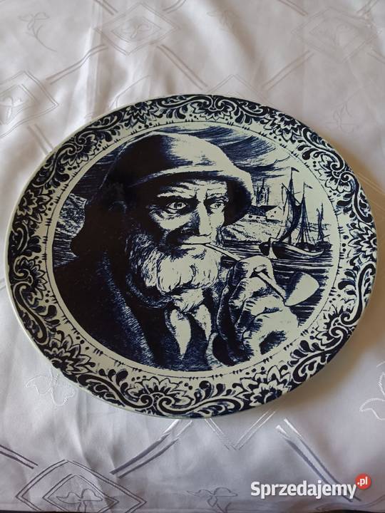 Piękne kobaltowy talerz do powieszenia na ścianę Gliwice