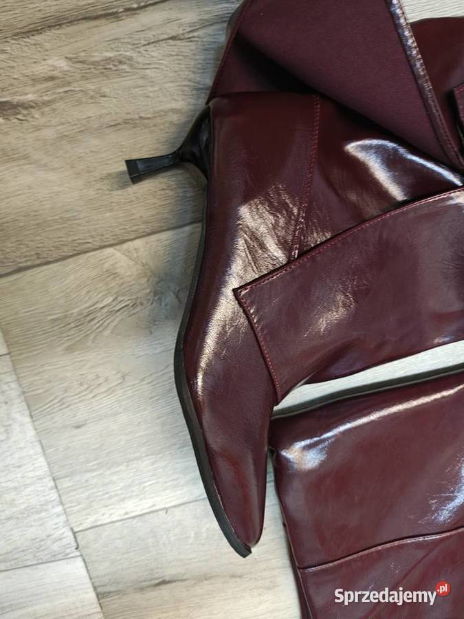 42 Bordowe niskie Kozaki wieczorowe Nowe Kraków