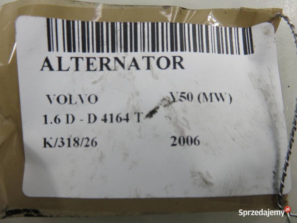 ALTERNATOR VOLVO V50 MW 16 D 109 D 4164 T małopolskie sprzedam