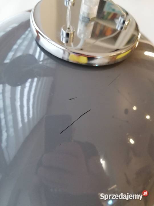 Lampa szara metalowa z połyskiem wisząca trzy odcienie szarości mazowieckie Warszawa