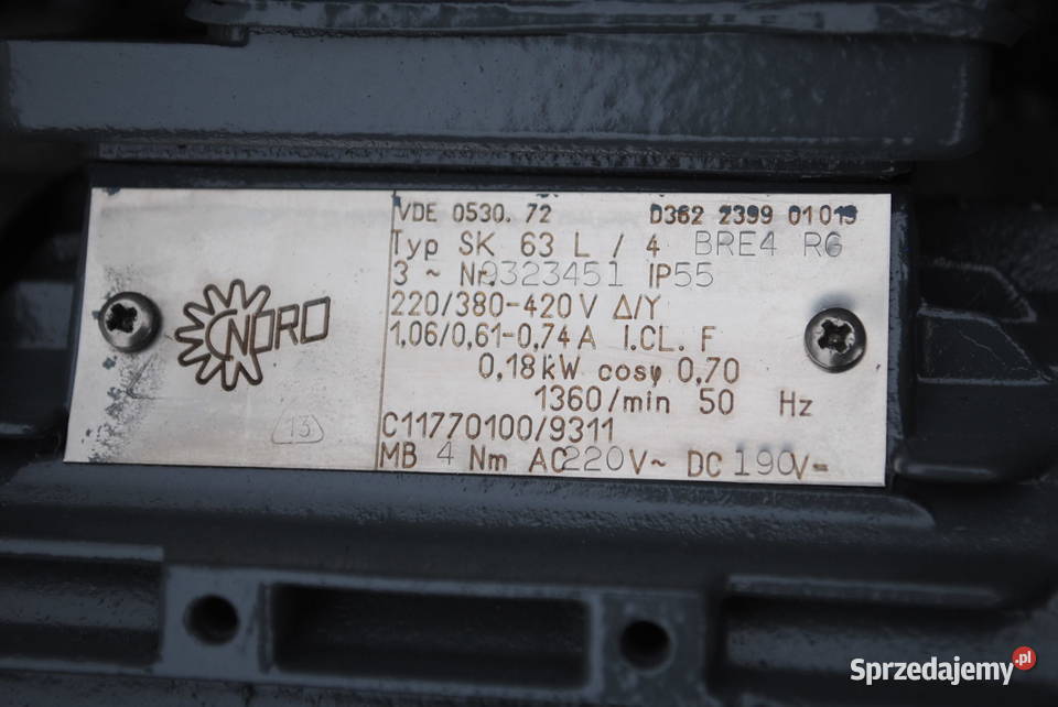 Motoreduktor 018kw 64obr z hamulcem NORD Kargowa sprzedam