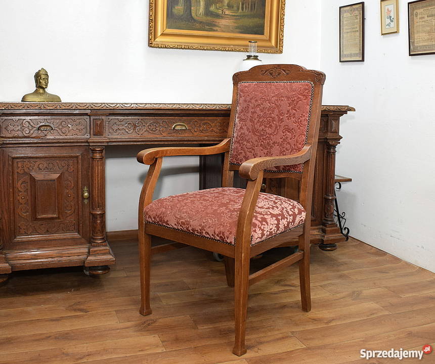 STARY DĘBOWY FOTEL DO BIURKA SOLIDNE KRZESŁO sprzedam