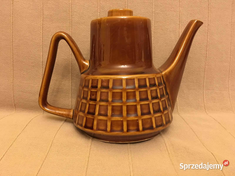 Dzbanek w kratę porcelit sygnowana Pruszków PRL świętokrzyskie Kielce