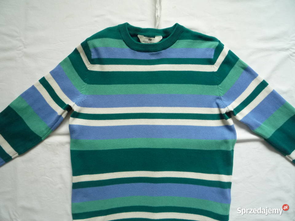 HM 134140 Sweter z pasy niebieskie zielone Nowy
