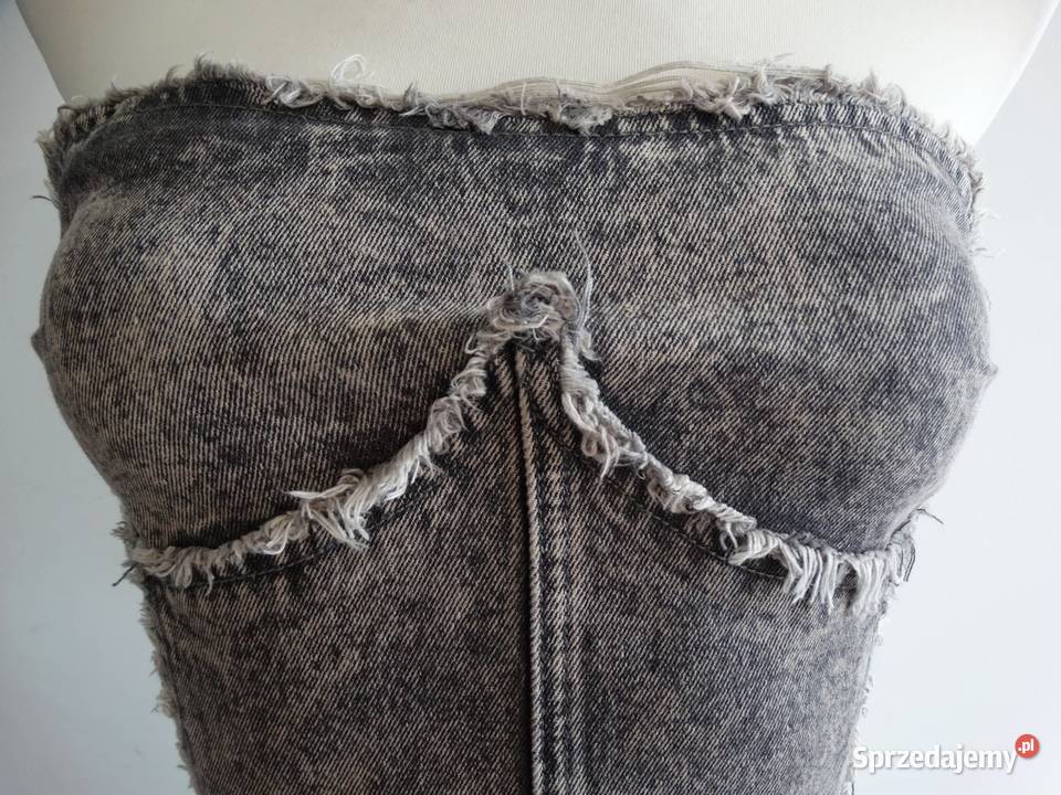 Bluzka Gorsetowa Top Gorset Jeansowy Czarny by