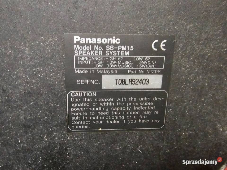 kolumny stereo firmy Panasonic SBPM15 wysyłka Kraków