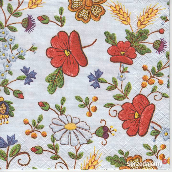Dekupaż decoupage serwetki kwiaty róże ostróżka sprzedam