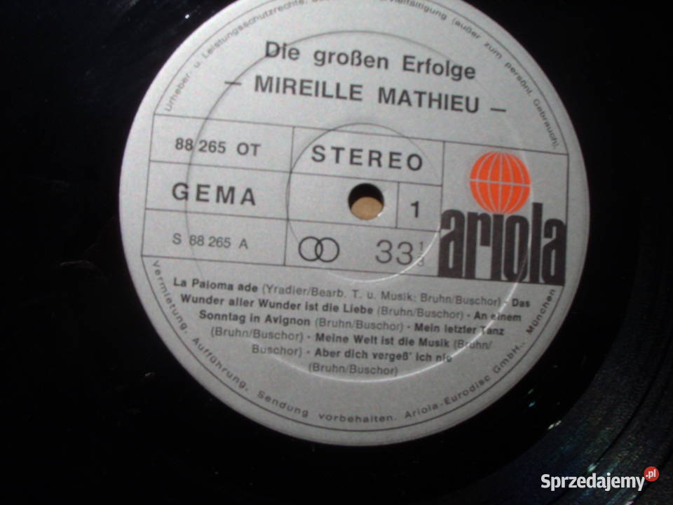 Winyl LP MIREILE MATHIEULA PALOME ADE ARIOLA Wołów