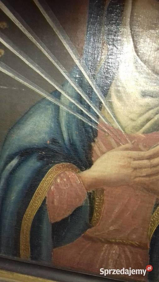 Madonna z szablami olej na desce XVIIIXIX wiek warmińsko-mazurskie Orneta sprzedam