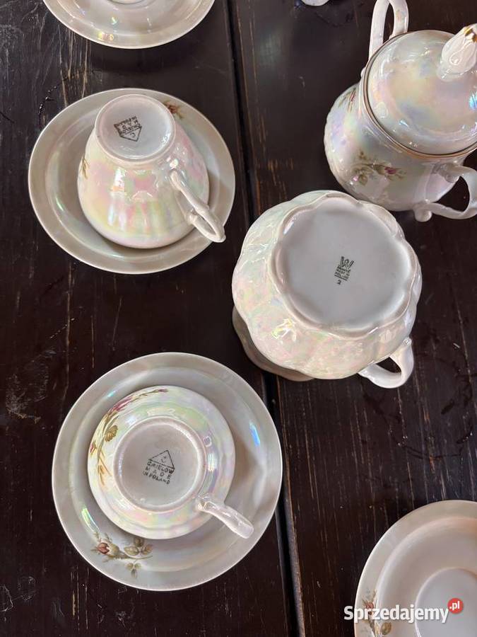 komplet kawowy hermaciany Ćmielów przepiękny Kosianka-Boruty
