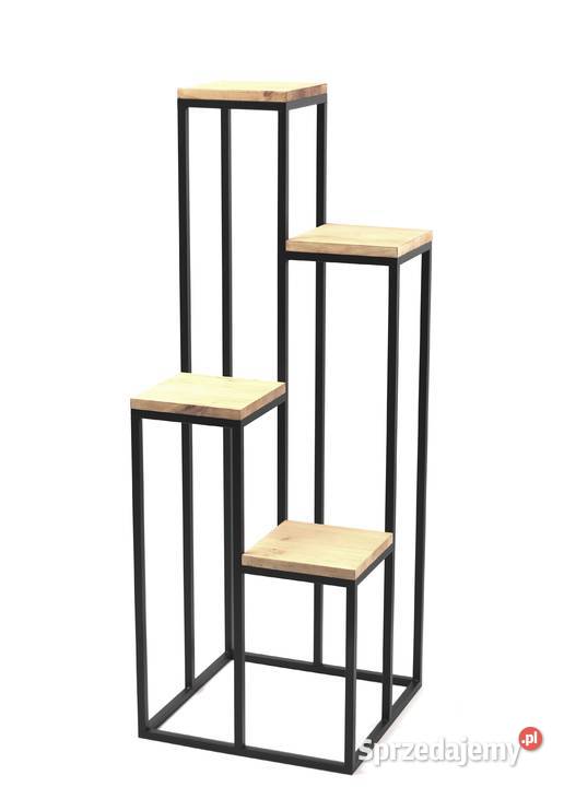 Kwietnik Metalowy Stojak na cztery kwiaty Drewno Dekoracje i ozdoby Sobienie-Jeziory