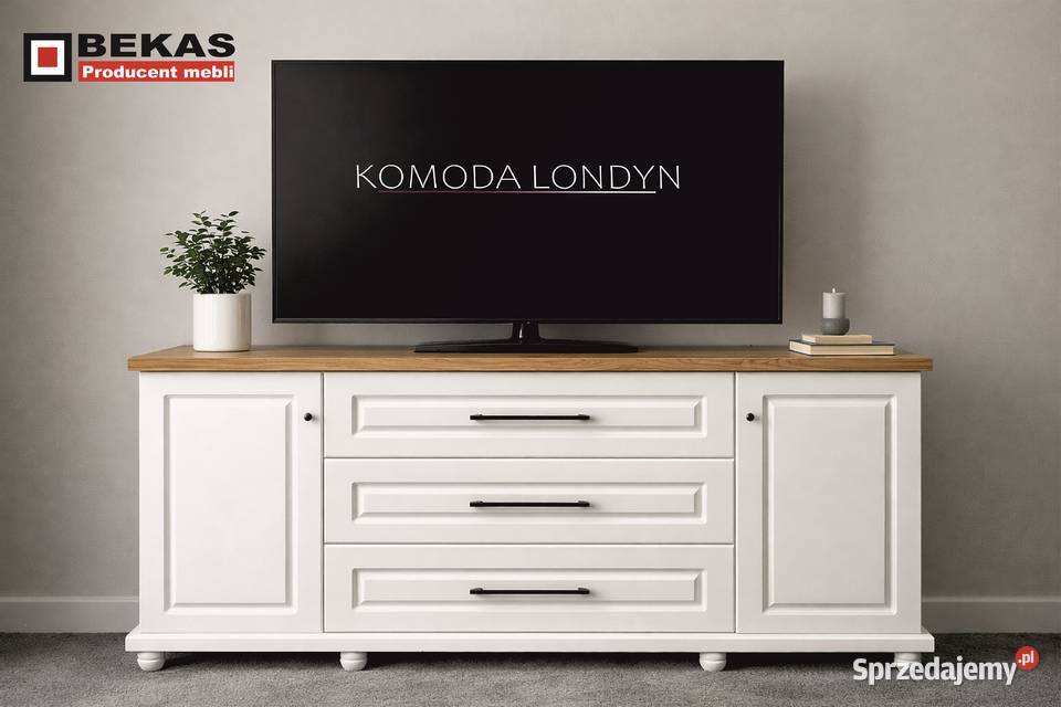 Śliczna KOMODA 170 2D3S LONDYN Biała Blat Dąb sprzedam
