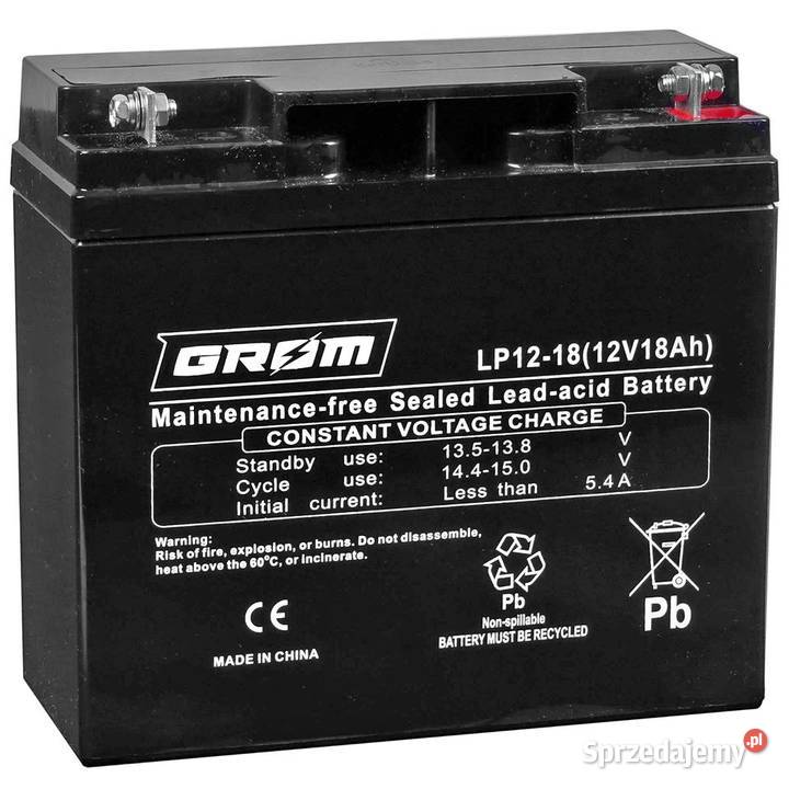 Akumulator żelowy GROM 12V 18Ah LP1218