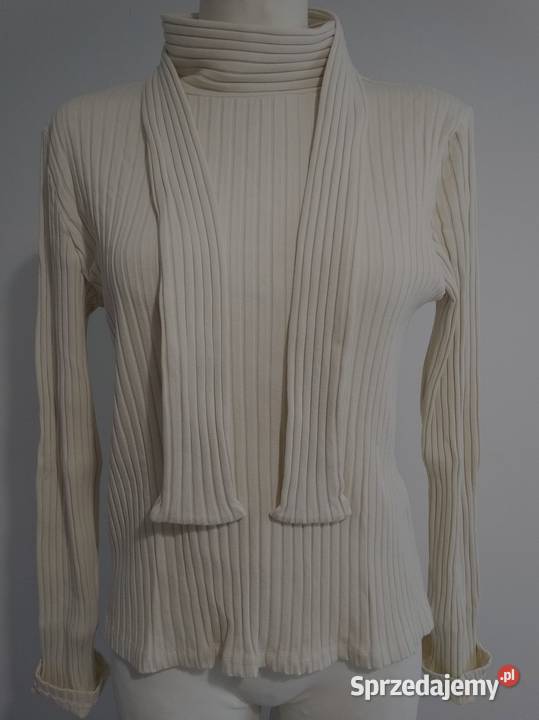 Bluzka Dzianinowa Prążkowana Modne Wiązanie Łomża