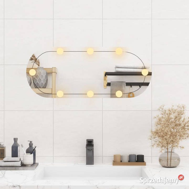Lustro ścienne z LED 30x70 szklane owalne