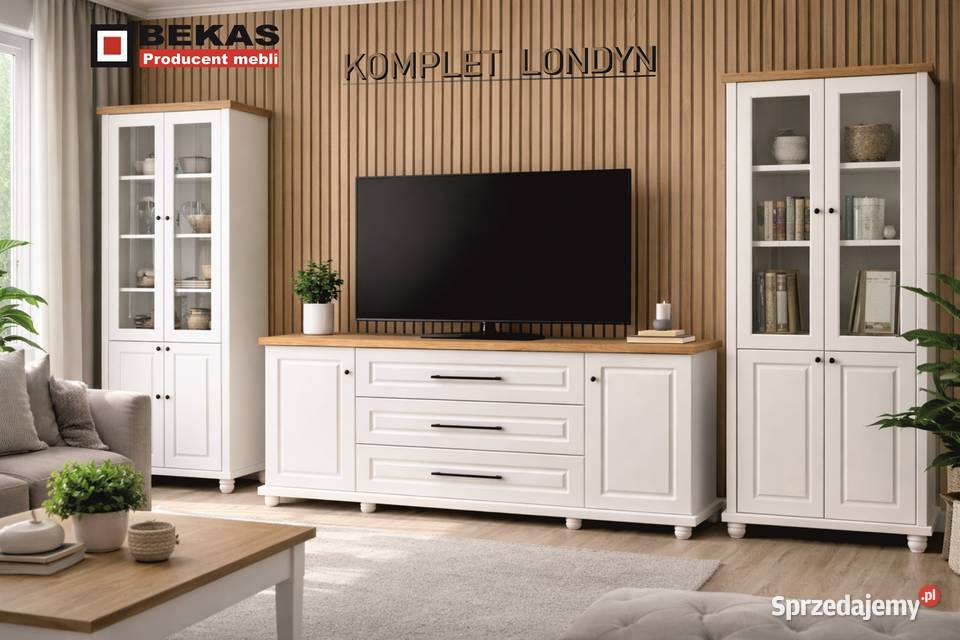 Śliczna KOMODA 170 2D3S LONDYN Biała Blat Dąb 80cm Warszawa
