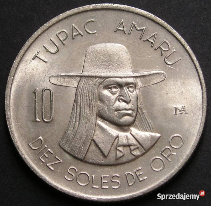 PERU 10 SOLES DE ORO 1972 TUPAC AMARU STAN 12 łódzkie Łódź sprzedam