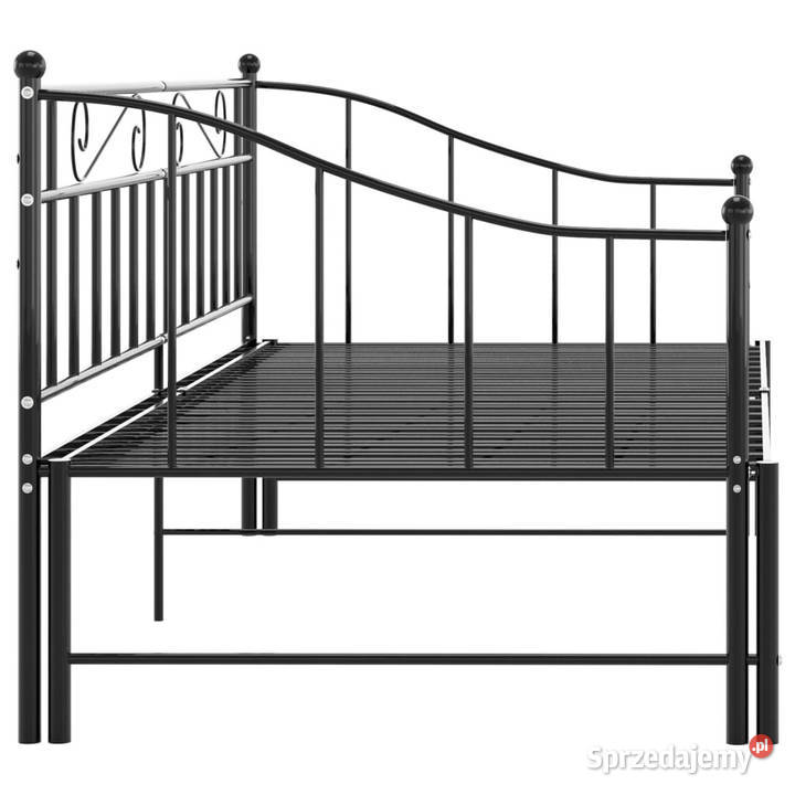 Sofa z wysuwaną ramą łóżka czarna metalowa 89cm Warszawa