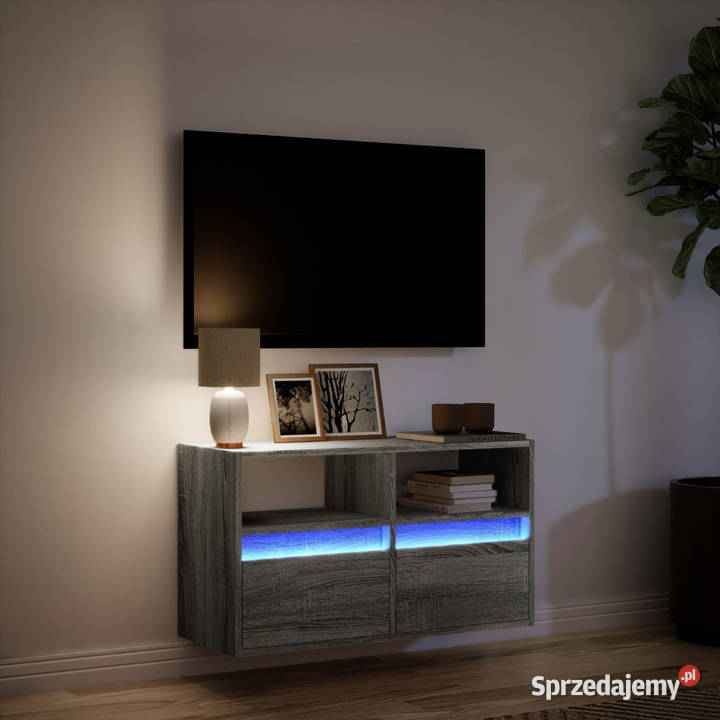Ścienna szafka TV z LED szary dąb sonoma RTV Warszawa