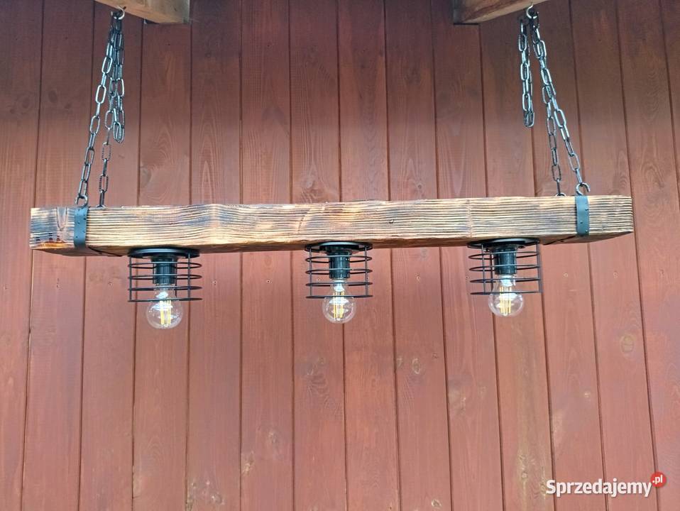 Lampa z drewnianej belki industrialna rustykalna Jedlicze