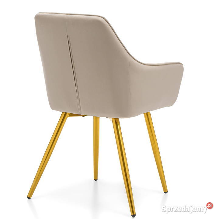 Beżowe Krzesło Passo Złote Nogi Wysyłka 24H 57cm Tarchały Małe