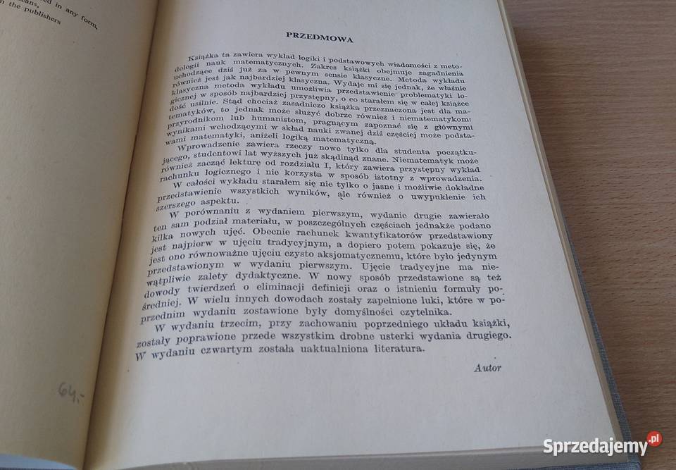 Zarys logiki matematycznej Andrzej Grzegorczyk Rok wydania 1975 Książki naukowe i popularnonaukowe Gdańsk