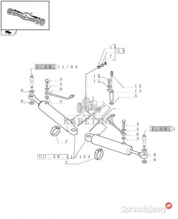 Holland T6090 T7230 Silownik ukl kierown double wielkopolskie Jastrzębniki