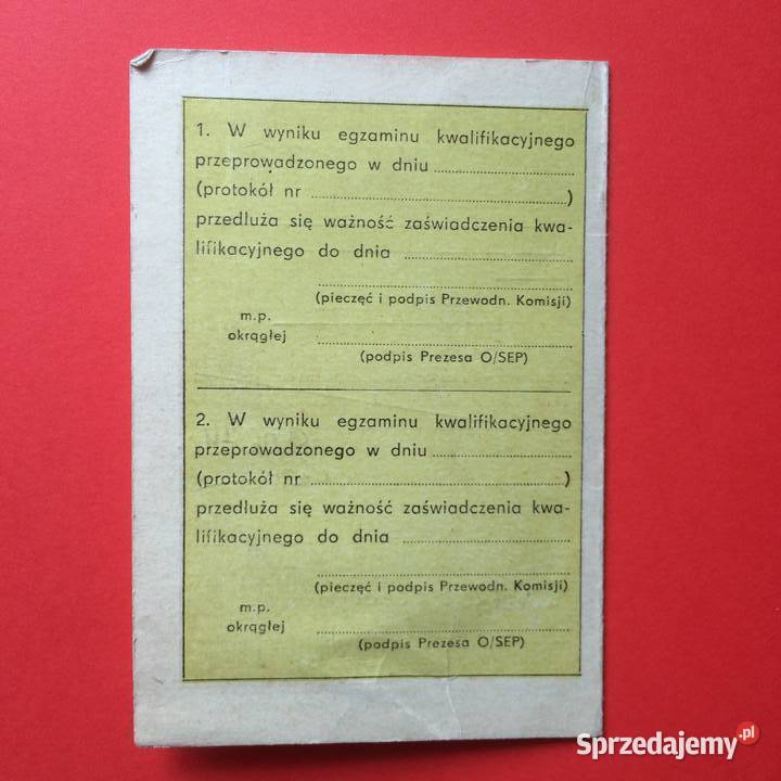 1424 Legitymacja Zaświadczenie Kwalifikacyjne 2 Antykwariat Antykwariat Szczecin
