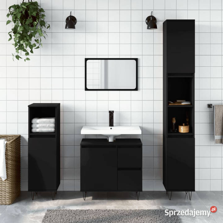 Szafka łazienkowa czarna 30x30x190 materiał Warszawa