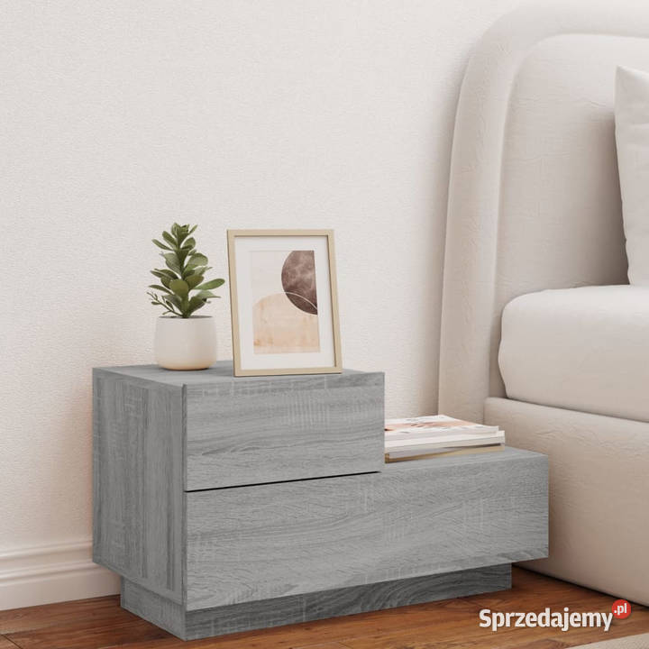 Szafka nocna z LED szary dąb sonoma 70x36x405 Warszawa
