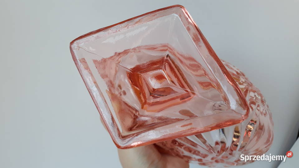 Żardiniera z różą 2 Ząbkowice kolorowe szkło PRL Porcelana i szkło Dąbrowa Górnicza