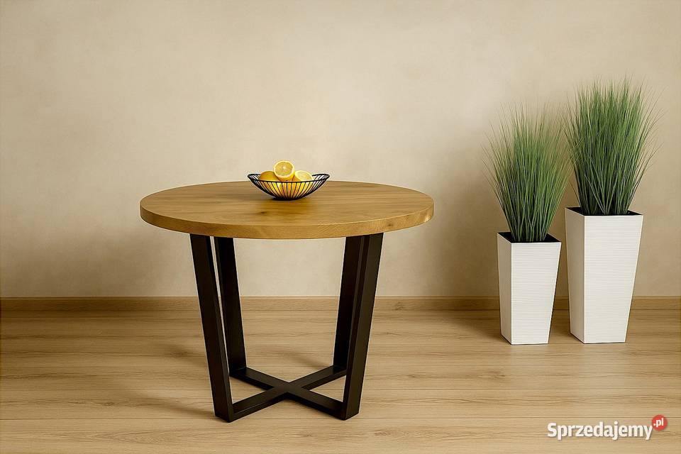 Stół Dębowy Okrągły LOFT 100 Lite Drewno Różne Warszawa