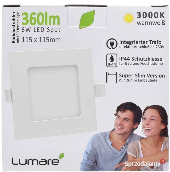 LUMARE LED 6W 450LM 2700K DO ZABUDOWY Spot 115mm biały Rybnik
