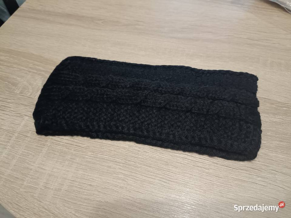 Ciepła opaska damska jesienna na uszy czarna Ozdoby do włosów